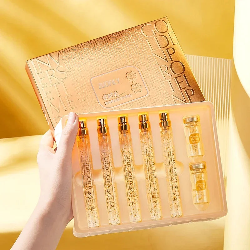 24K Gold Face Serum Active Collagen Silk Thread Facial Essence Anti-Aging Smoothing Firming Moisturizing Hyaluronic Skin Care HIP