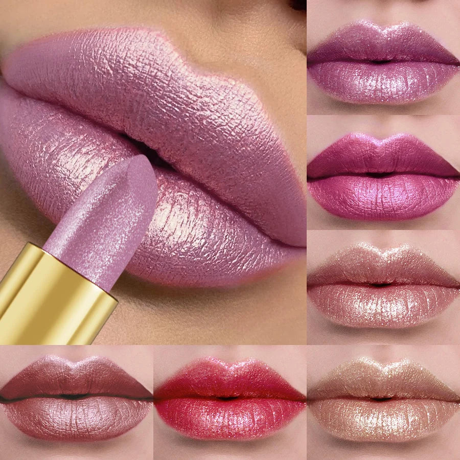 16Colors Bold & Intense Glitter Shiny Metallic Lipstick Lip Tint,Long Lasting Lip Senior Matte Lip Makeup Gifts for Women Cosme HIP