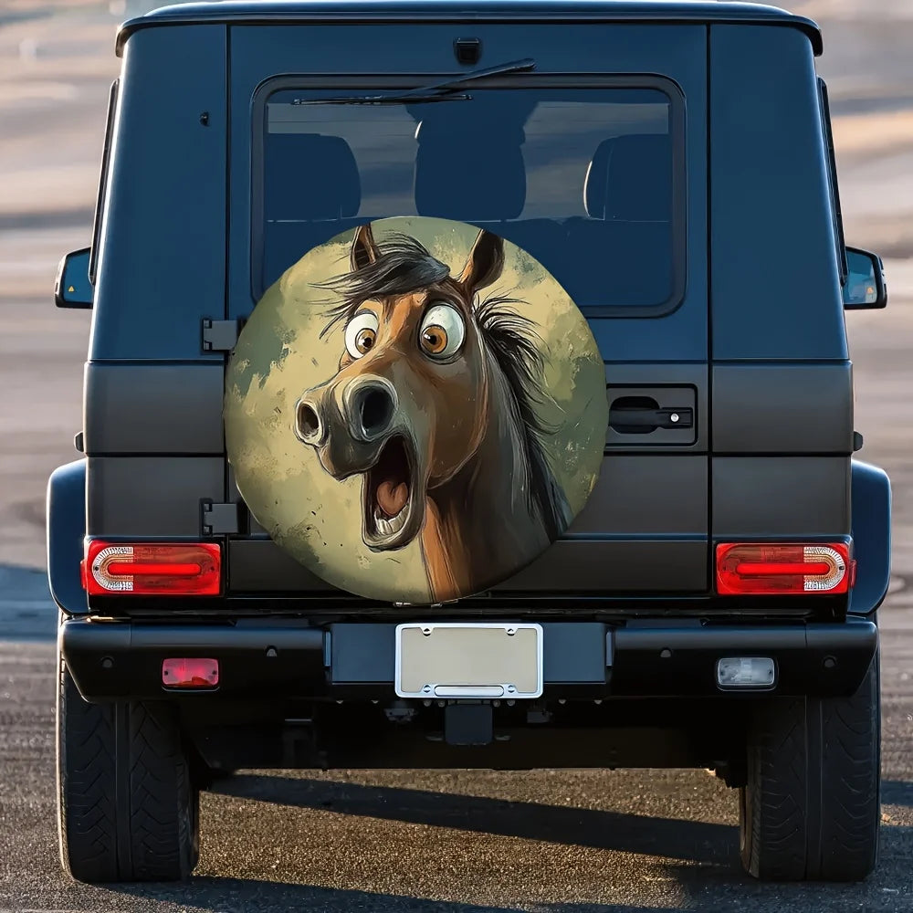 Funny Horse Face Spare Tire Cover – Universal Polyester Fit Spare Tire Cover HIP