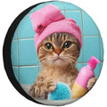 Funny Bathing Cat Spare Tire Cover – SUV Truck Wheel Protector Spare Tire Cover HIP Acquiesce 14 in