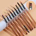 9-Piece Nail Art Brush Set – Gel, Liner & Design Pens | HIP Nail Art Brush Set HIP C714-Coffee 9pcs