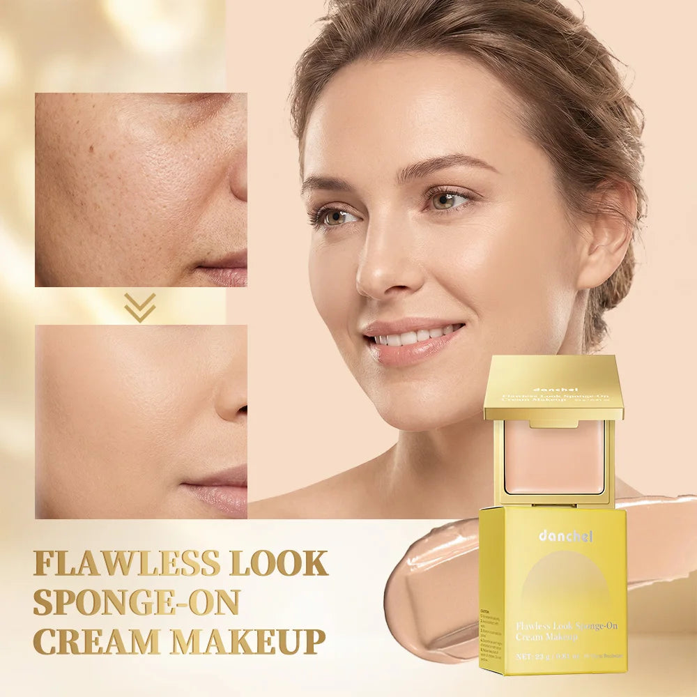Flawless Finish Cream Foundation Sponge‑On Medium‑to‑Full Coverage Oil Control Breathable Long Lasting Concealer Makeup HIP