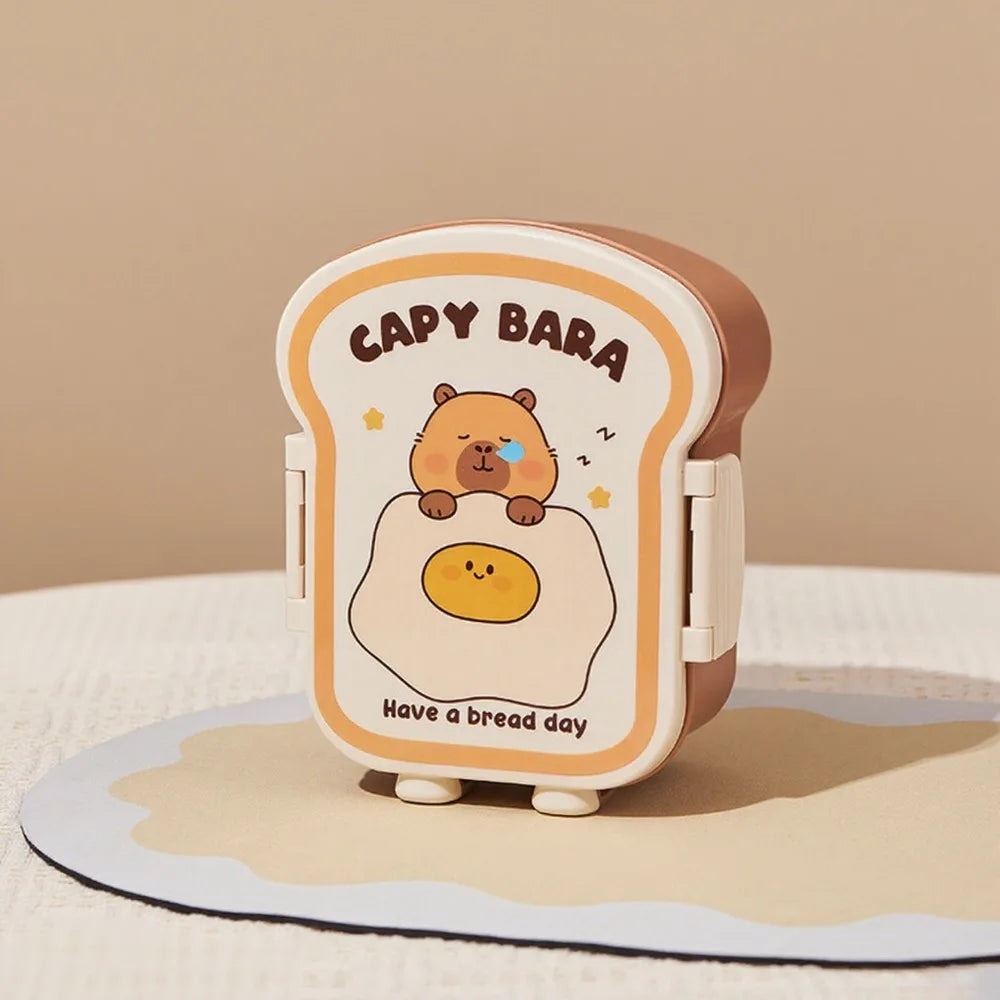 Cute Capybara Toast Lunch Box 1000ml – Leak-Proof Meal Box Novelty Lunch Box HIP Sleep Capybara