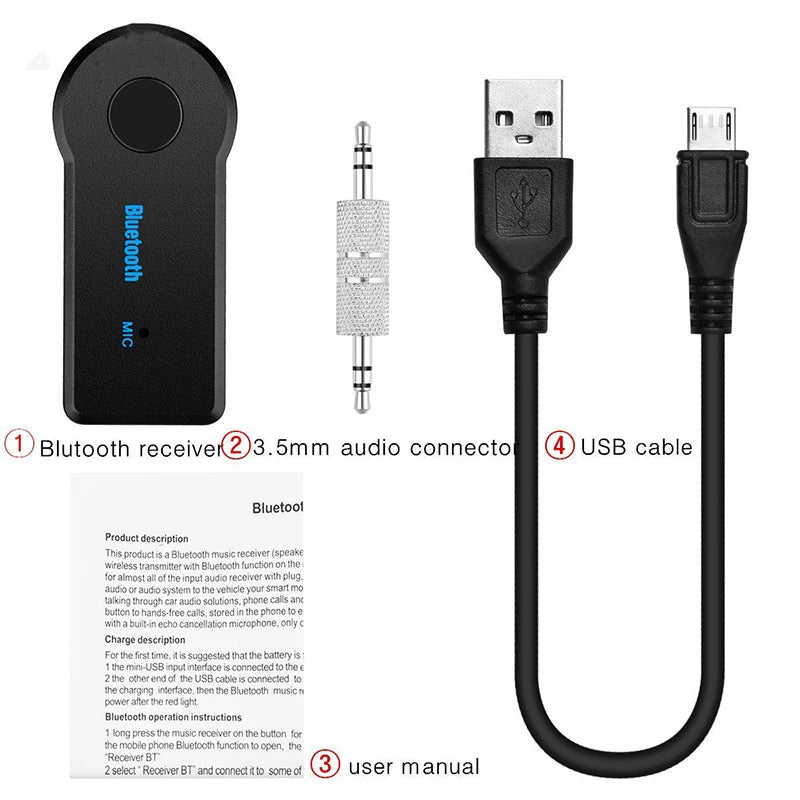 2-in-1 Wireless Bluetooth Car Audio Receiver & Handsfree Kit Bluetooth Car Adapter HIP