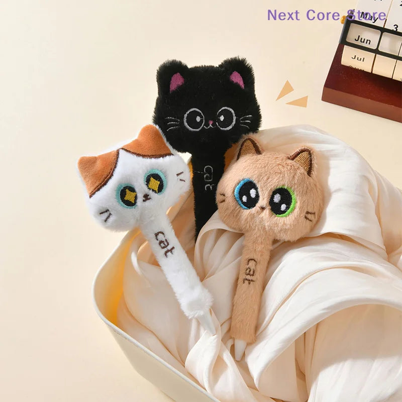 Cute Cat Plush Gel Pen – 0.5mm Quick-Dry Click Pen Novelty Gel Pen HIP