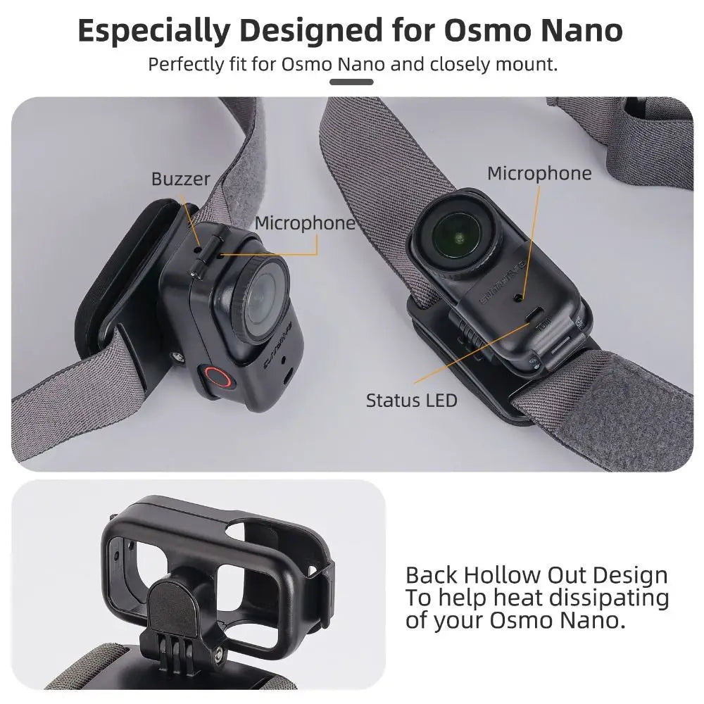 Head Strap Mount for DJI Osmo Nano – 360° Rotatable POV Camera Head Mount HIP