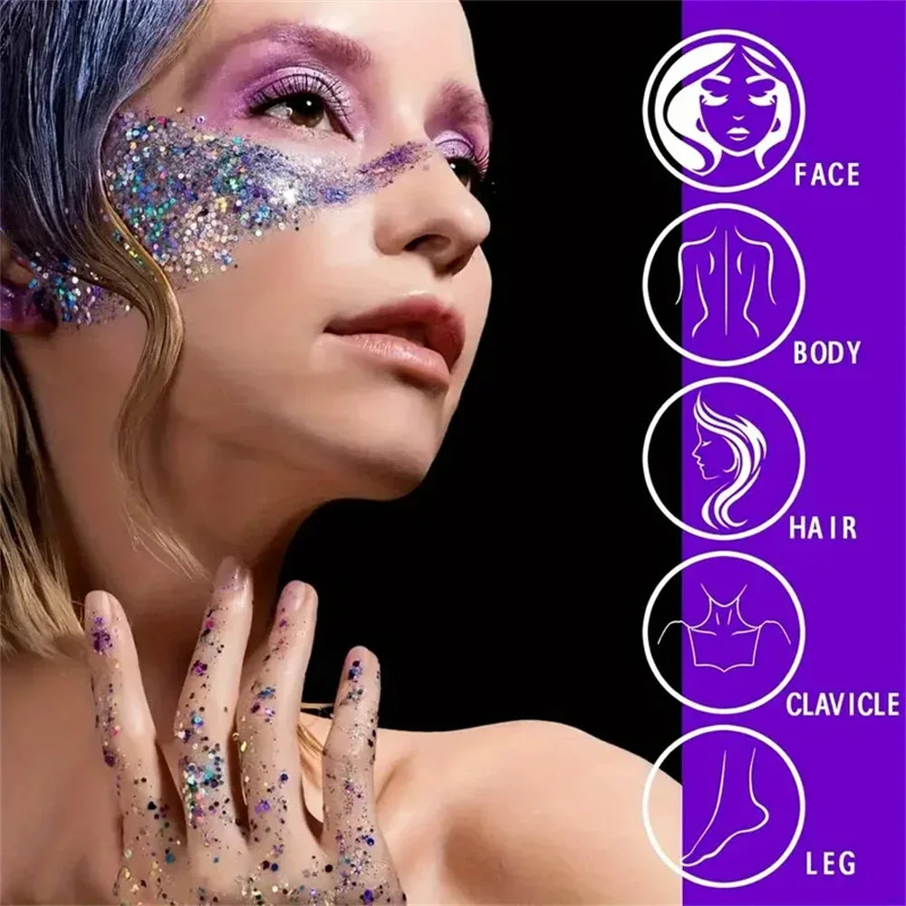 Mermaid Sequin Body Glitter Gel – Festival & Party Shimmer Body Glitter Gel HIP