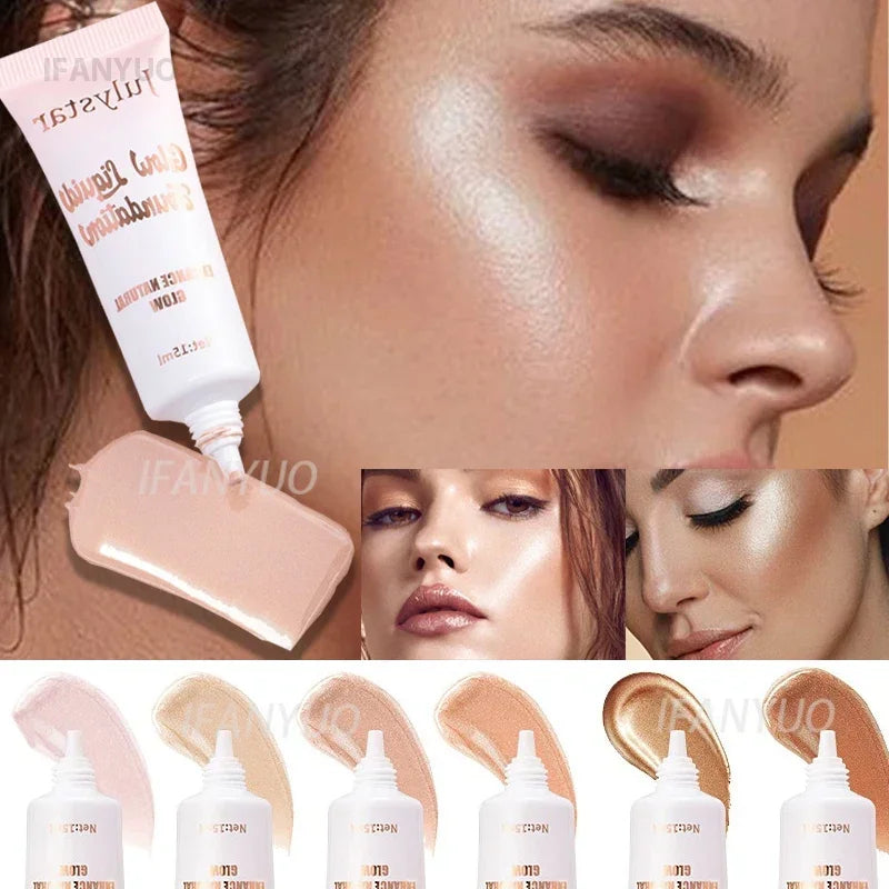 Liquid Pearlescent Foundation High Coverage Concealer 3D Contour Shadow Waterproof Lasting Brighten Shiny Face Body Highlighter HIP