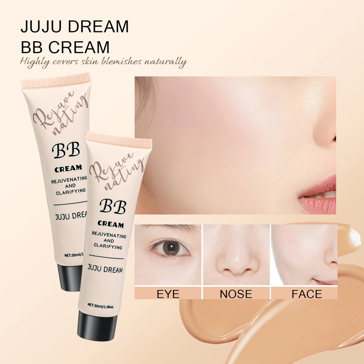 JUJU Dream BB Cream – Hydrating Foundation for Dry Skin 30ml BB Cream Foundation HIP