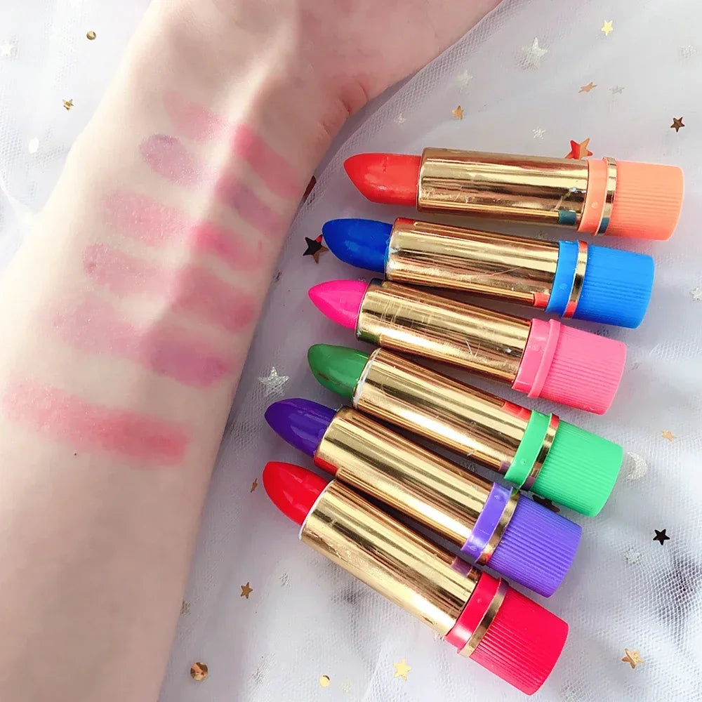 6PCS/BOX Dark Green Magic Spotting Lipgloss Lipstick Long Lasting Lip Liner Butterfly Green Lipstick Cosmetics Makeup Maquiagem HIP