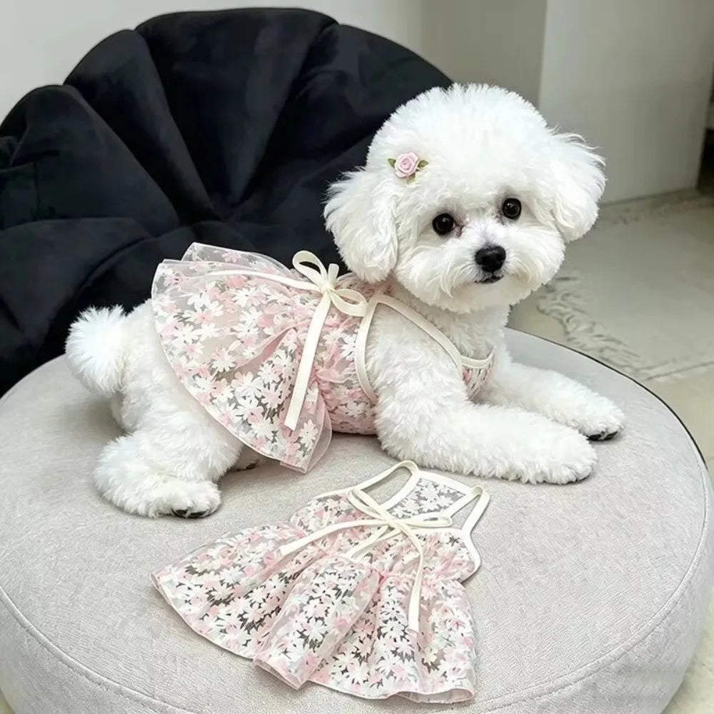Floral Pet Princess Dress – Cute Dog Skirt S to XXL Pet Dog Dress HIP