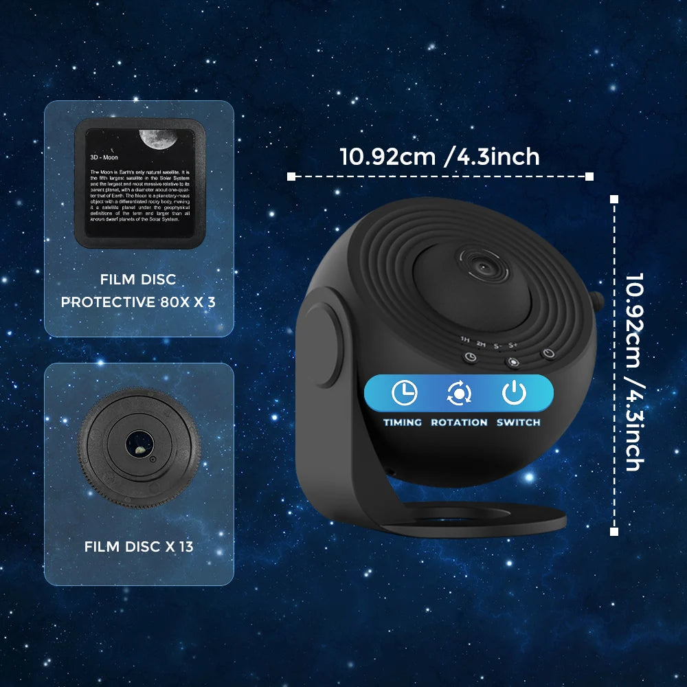 Mexllex HD Starry Sky Globe Galaxy Projection Night Light, White Planetarium LED Lamp for Bedroom Christmas Birthday Party Gift HIP pure black USB Plug China Mainland