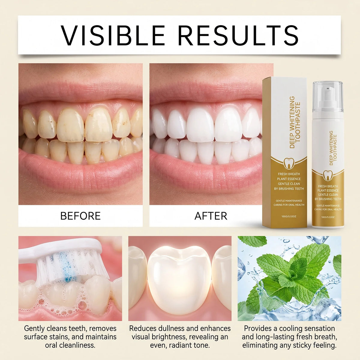 Centella Asiatica Brightening Pump Toothpaste | Fresh Breath Whitening Toothpaste HIP