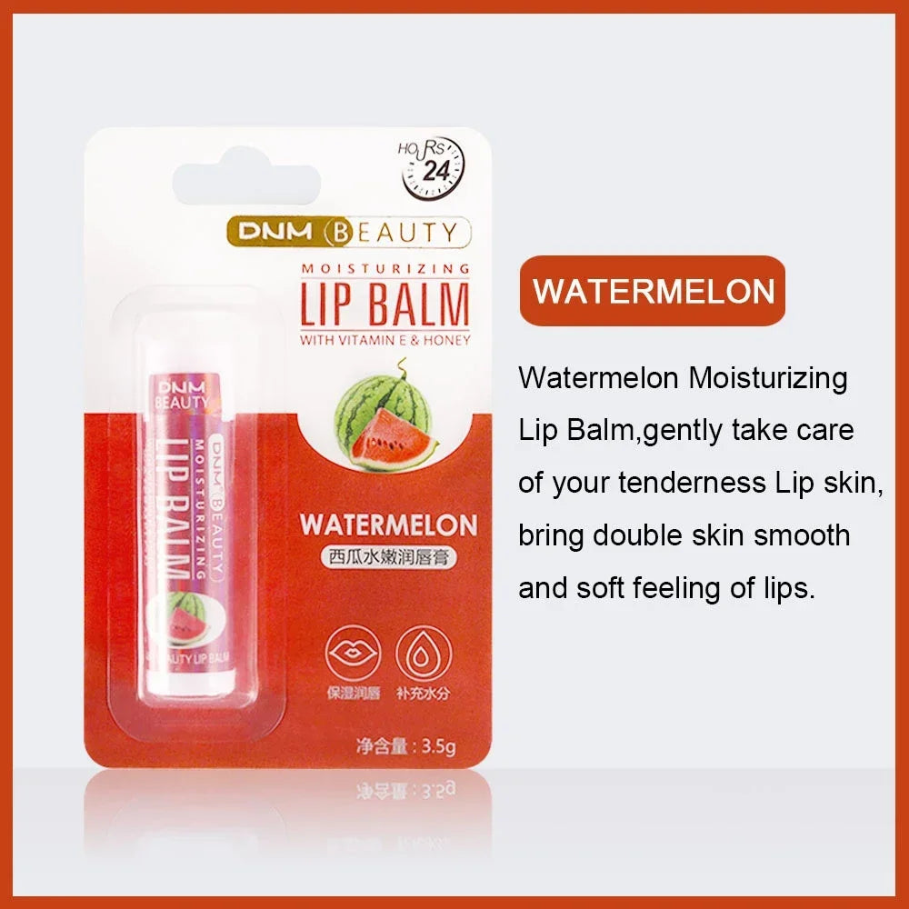 Fruit Lip Balm Winter Fashion Moisturizing Lip Oil Long-Lasting Clear Transparent Natural Aloe Lipstick Lip Care Lipstick Makeup HIP Watermelon