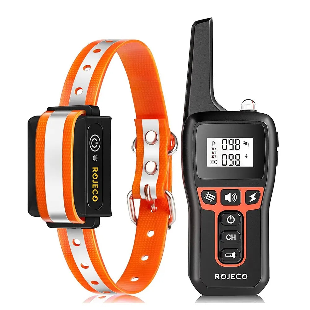 ROJECO 1000m Electric Dog Training Collar Remote Control Training Collar For Pet Rechargeable Dog Bark Control Stop Shock Collar HIP Orange 1 Collar