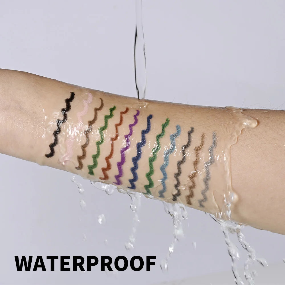 12Colors Wonder Eyeliner Pencil Longwear Deep Black Eyeliner Pencil Waterproof Sharpenable & Smudge Proof Long-lasting HIP