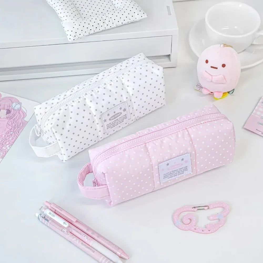 Polka Dot Pencil Case & Cosmetic Pouch – Large Capacity Pencil Case Pouch HIP