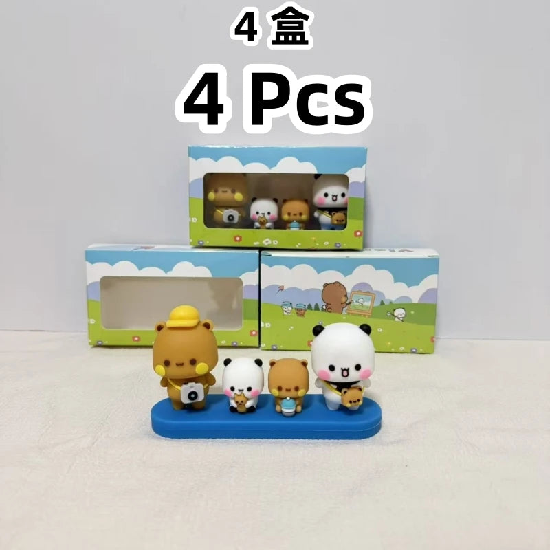 Panda Bubu & Dudu Family Model Toy – Desk Decor Gift Collectible Figure Set HIP C 4 Pcs