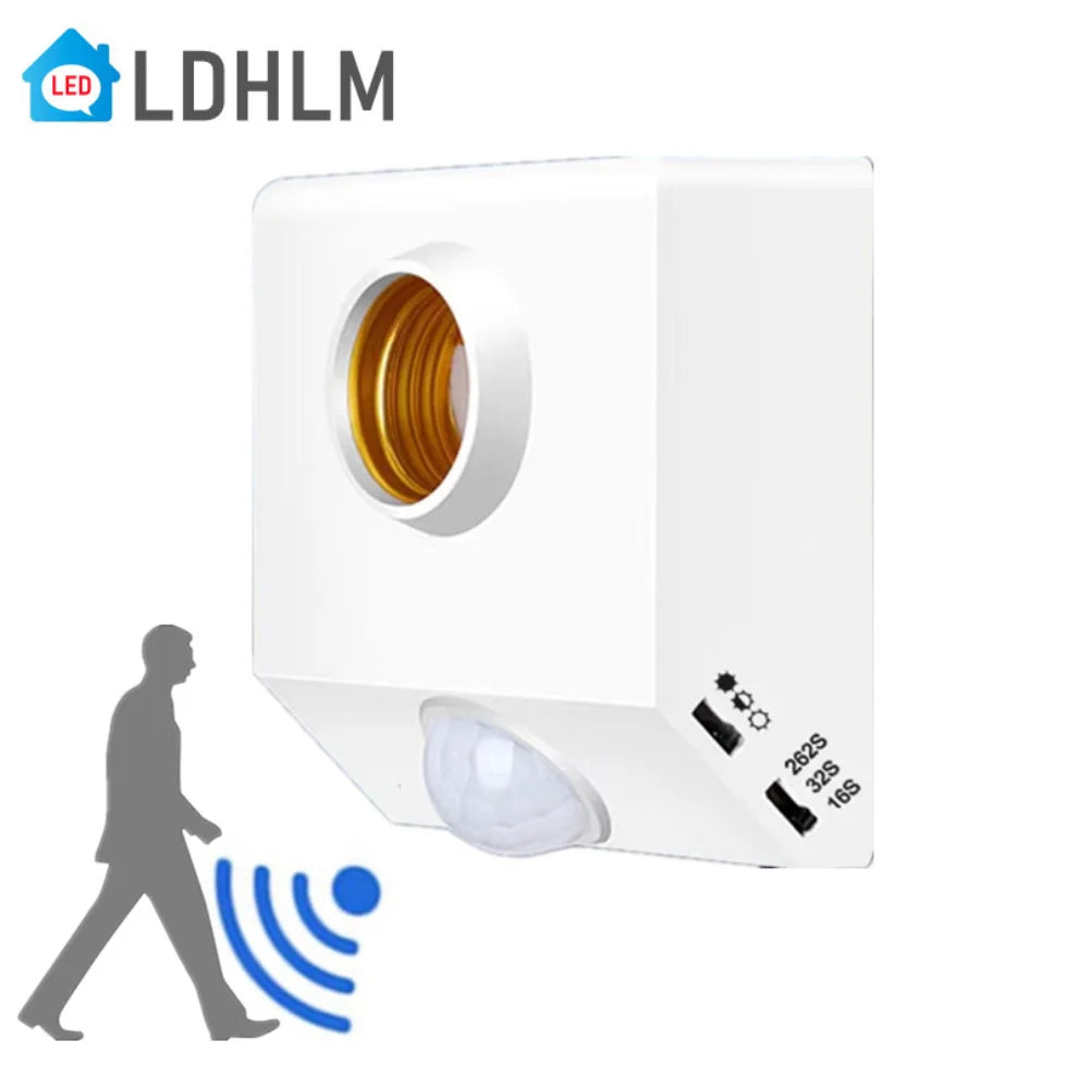 E27 PIR Motion Sensor Bulb Socket Adapter 85V–265V 100W Motion Sensor Socket HIP E27