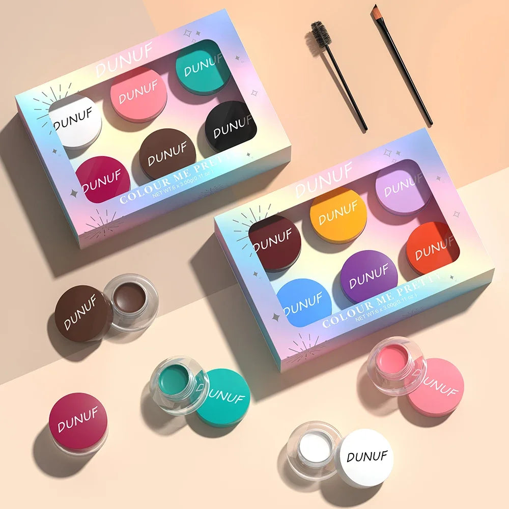 DUNUF 6-Color Waterproof Eyebrow Tint Set | Matte Cream & Brush Eyebrow Tint Set HIP