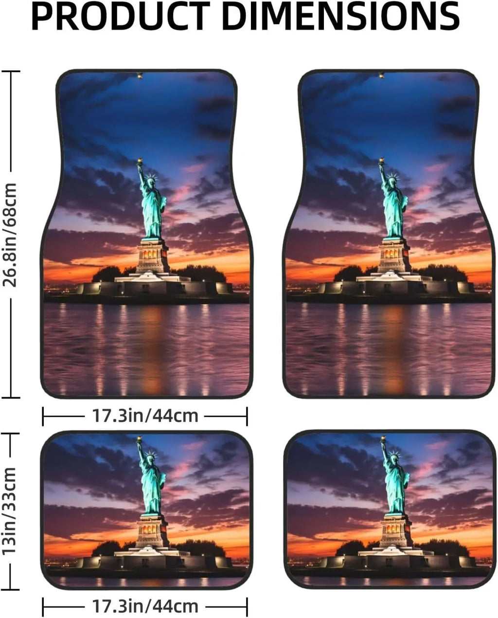 Statue of Liberty USA 4-Piece Car Floor Mat Set | Patriotic Car Floor Mat Set HIP