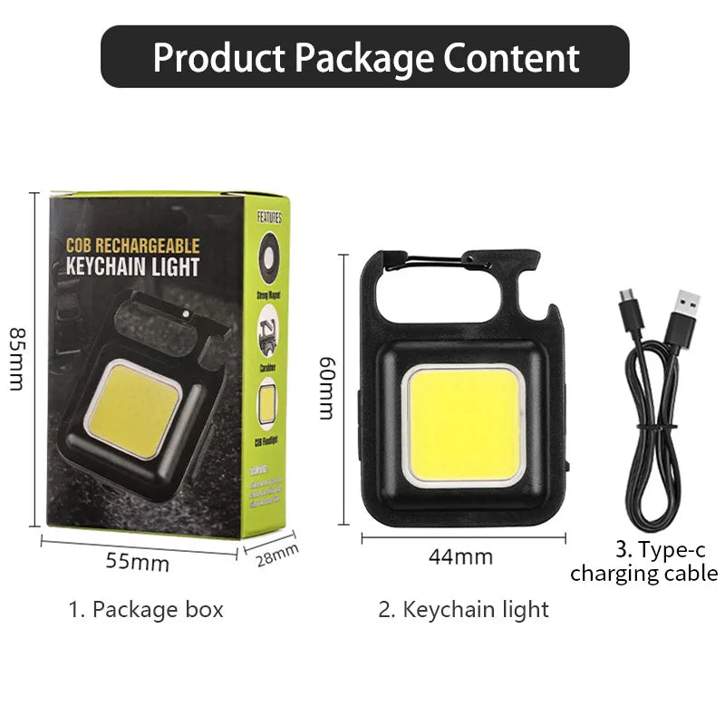 ESMARTER COB Keychain Flashlight – Rechargeable Mini EDC Torch EDC Keychain Flashlight HIP