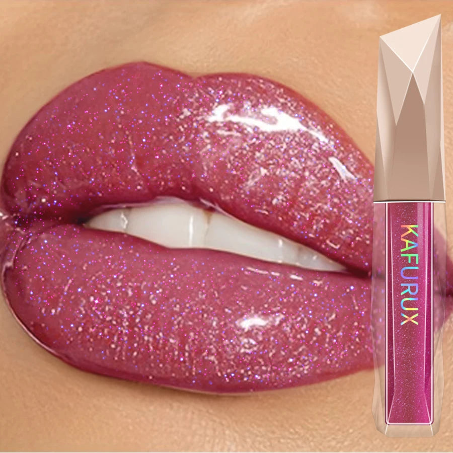 KAFURUX Shimmer Lip Gloss – Fuller Lip, Long-Lasting Glaze Shimmer Lip Gloss HIP