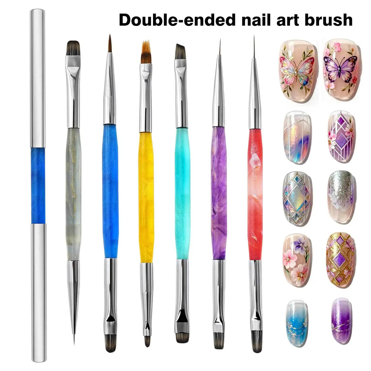 2026 New 1pcs Double-headed Nail Art Brush Design Tip Painting Drawing Carving Liner Pen Acrylic Gel UV Polish Manicure Tools HIP