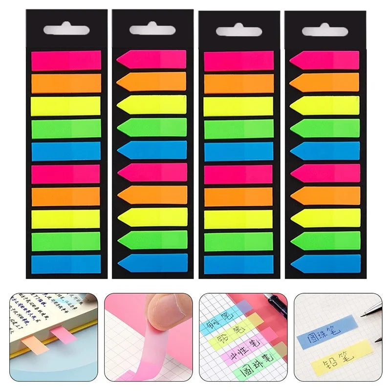 200Pcs Fluorescent Sticky Notes Bookmark Memo Sticker Pads Sticky Memo Pads HIP