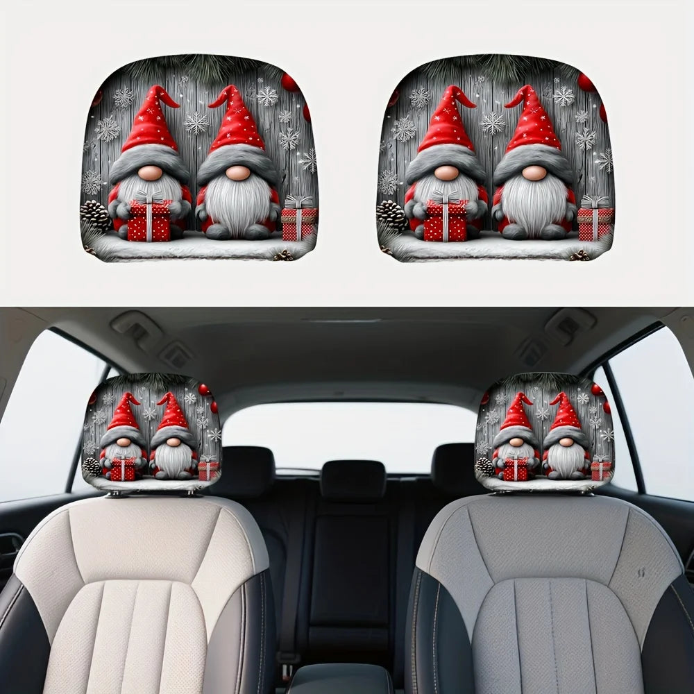 Christmas Gnome Car Headrest Covers – Set of 2 | Festive Car Headrest Covers HIP WHITE