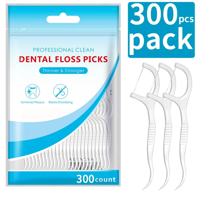 RUZOFO High Elastic Dental Floss Sticks – Family Pack 150-600pc Dental Floss Picks HIP C751-300pcs