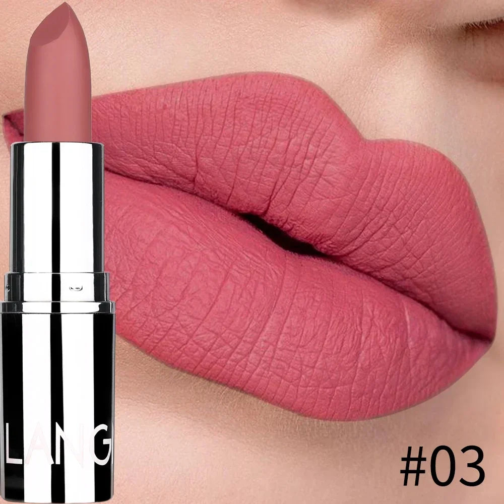 8 Colors Matte Bullet Lipstick Waterproof Long-Lasting Velvet Lipstick Easy To Wear Nude batom Nutritious Makeup HIP 03