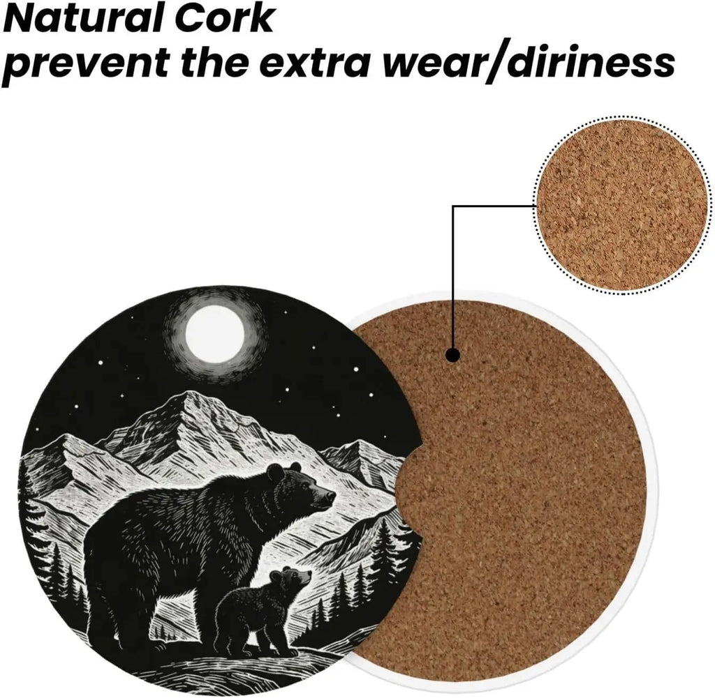 2-Pack Ceramic Car Cup Holder Coasters – Moon & Mountains Car Cup Coasters HIP