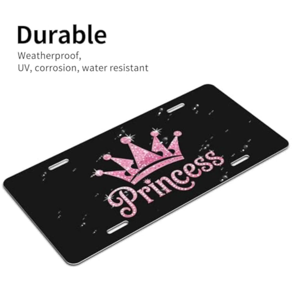 Princess Crown Sparkle Aluminum License Plate – Car Decor Decorative License Plate HIP