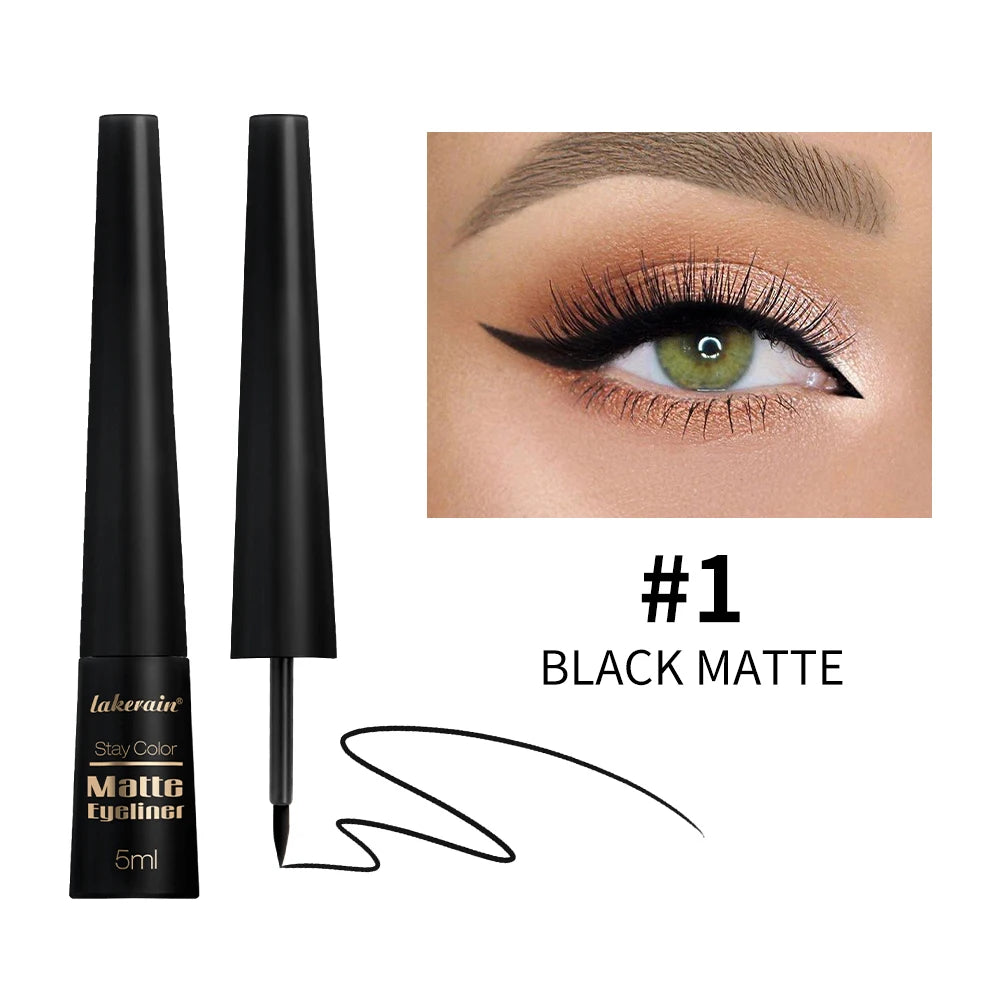 Waterproof Eyeliner Pen Matte Liquid Eyeliner 17H Long Wear Sweat Proof Smudgeproof Stain-free Ultra-fine Liquid Cosmetics HIP 1 Black Matte