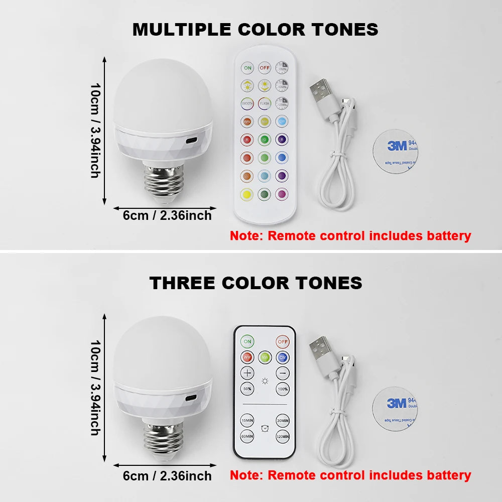 RGB LED Light Bulb E27 USB 5V Dimmable Remote Control RGB LED Bulb HIP