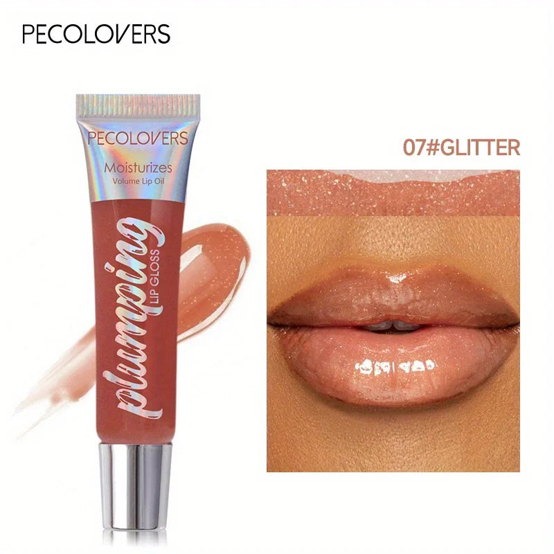 Shimmer Lip Oil Tinted For Fuller Lip Effect, Collagen Lip Gloss, Moisturizing Lip Care Extreme Volume Lip Essence Lips Enhancer HIP 07