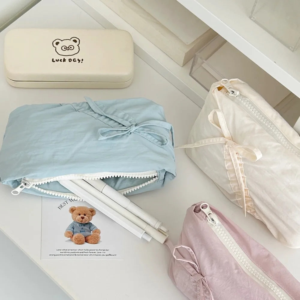 Large Capacity Bowknot Pencil Case – Cute Bow Stationery Pouch Pencil Case HIP