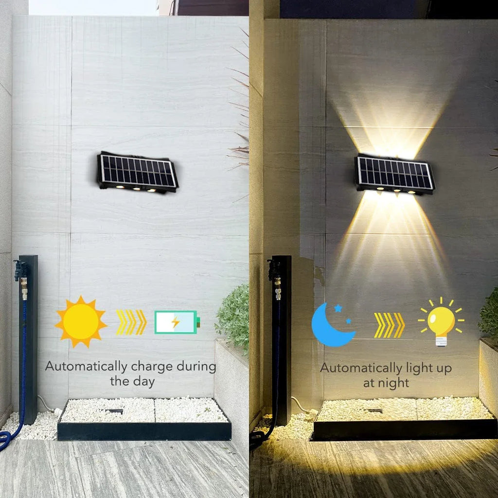 Heinast Solar Outdoor Wall Lamp IP65 Warm LED Up Down Light Solar Wall Light HIP