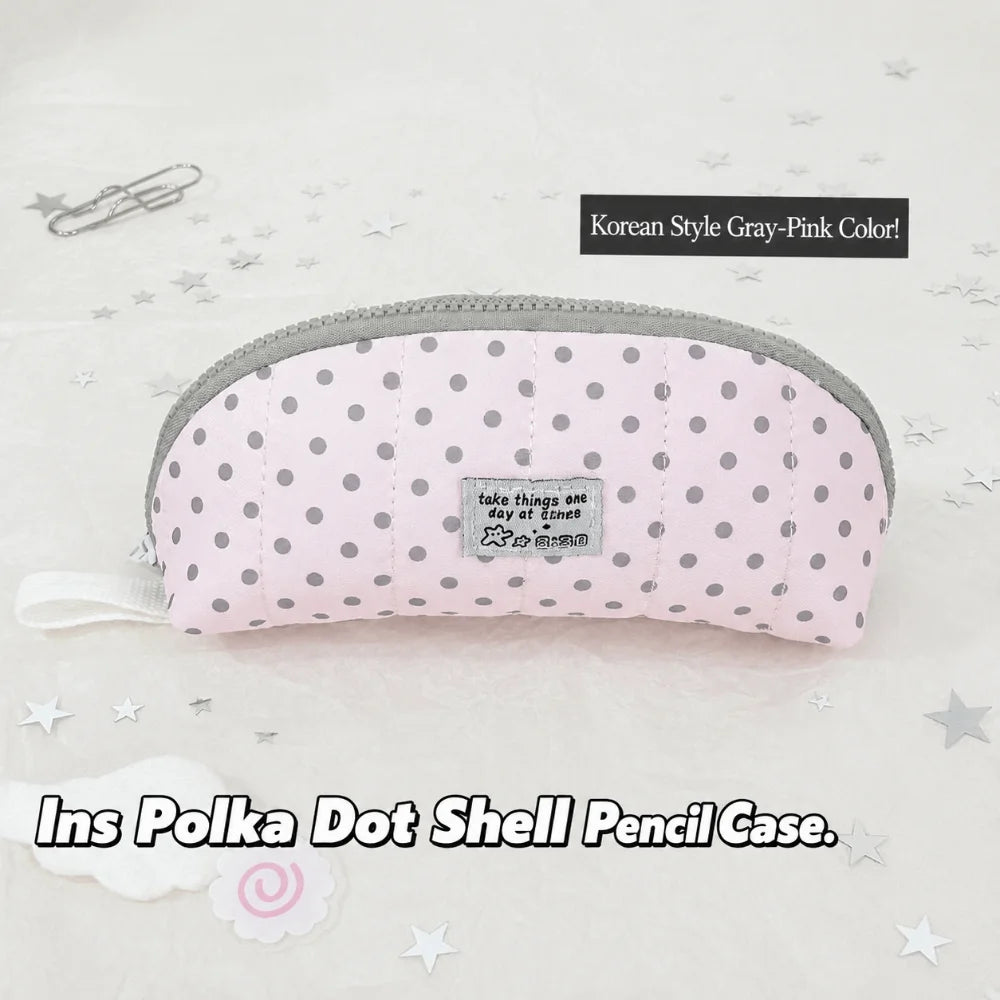 Polka Dot Shell Pencil Case – Multi-Layer Large Capacity Pouch Pencil Case HIP