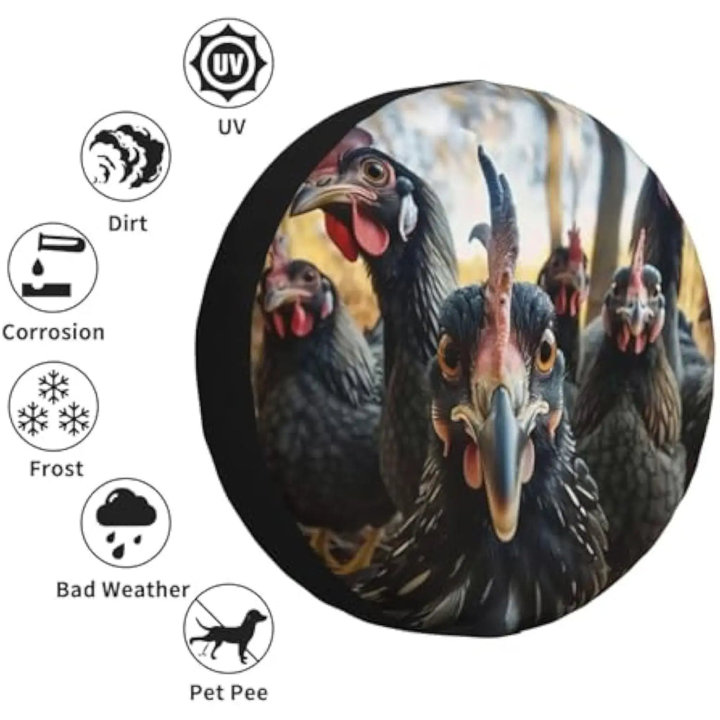 Funny Chickens Spare Tire Cover – Weatherproof Polyester SUV Spare Tire Cover HIP