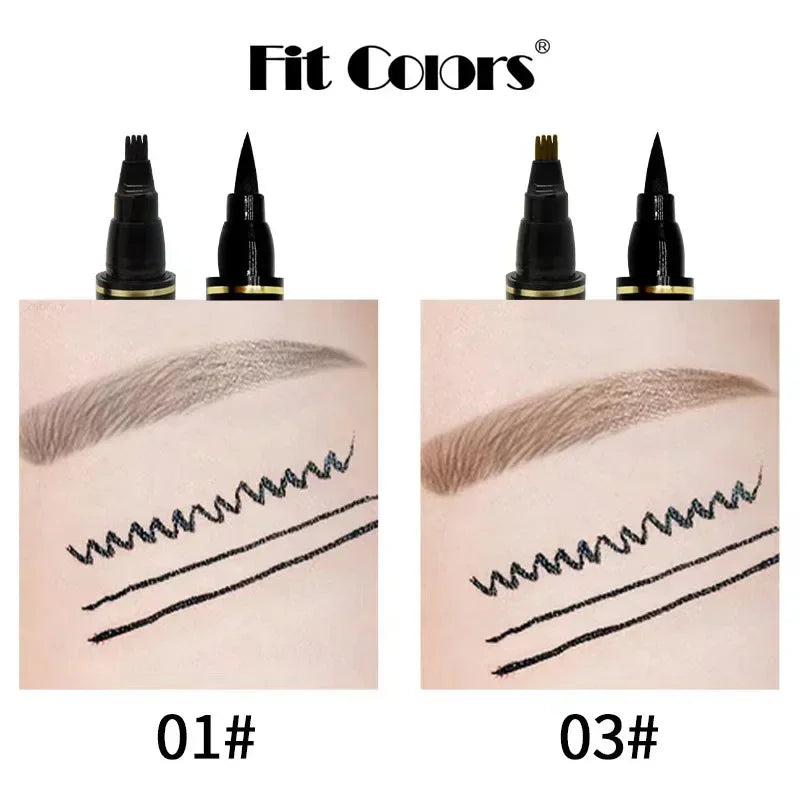 2 In 1 Eye Liner Brow Pencil Waterproof Lasting No-smudge Four Points Eyebrow Tattoo Pen Gray Brown Liquid Liner Makeup Cosmetic HIP
