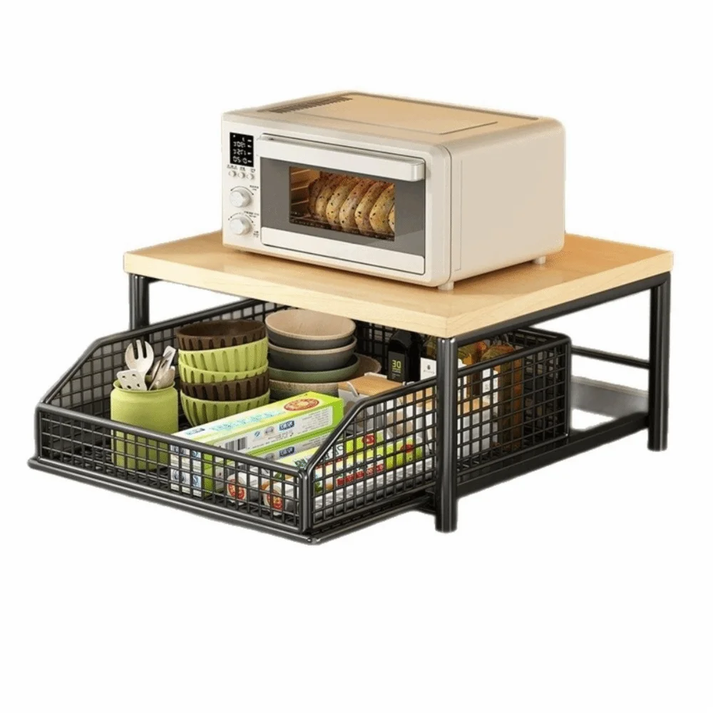 Microwave Stand with Drawers – Kitchen Countertop Organizer Kitchen Storage Rack HIP
