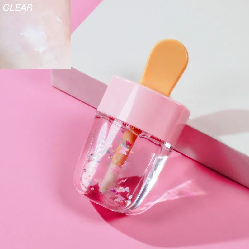 Ice Cream Shape Lip Glaze Glitter Liquid Lipstick Long Lasting Waterproof Moisturizing Lip Gloss Cute Lip Oil Lips Care HIP 06