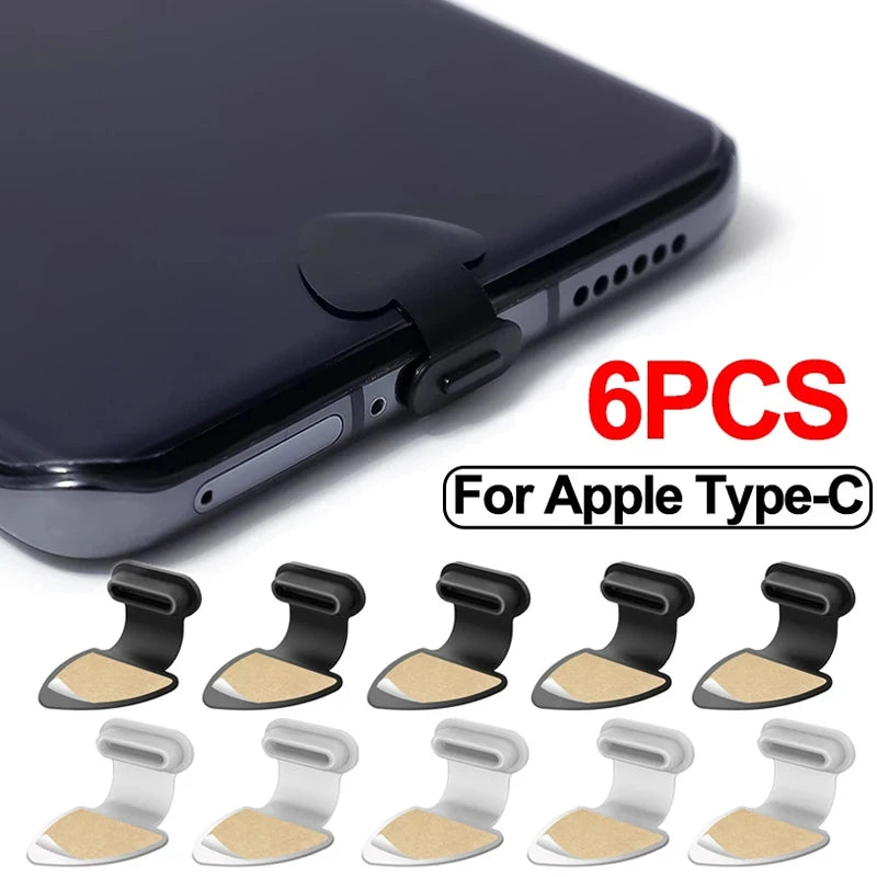 6-Pack Silicone Dust Plugs for Type-C & Apple Ports Phone Port Protector HIP
