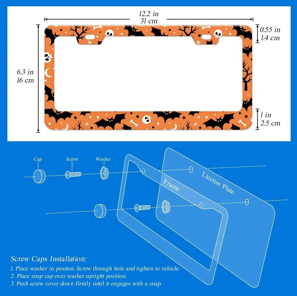 Halloween Bat & Skull License Plate Frames – Set of 2 License Plate Frame HIP