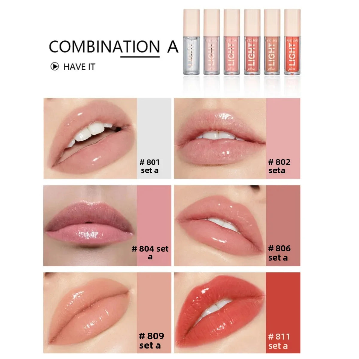 Handaiyan 6-Pc Mirror Lip Gloss Set – Long-Lasting & Moisturizing Lip Gloss Set HIP