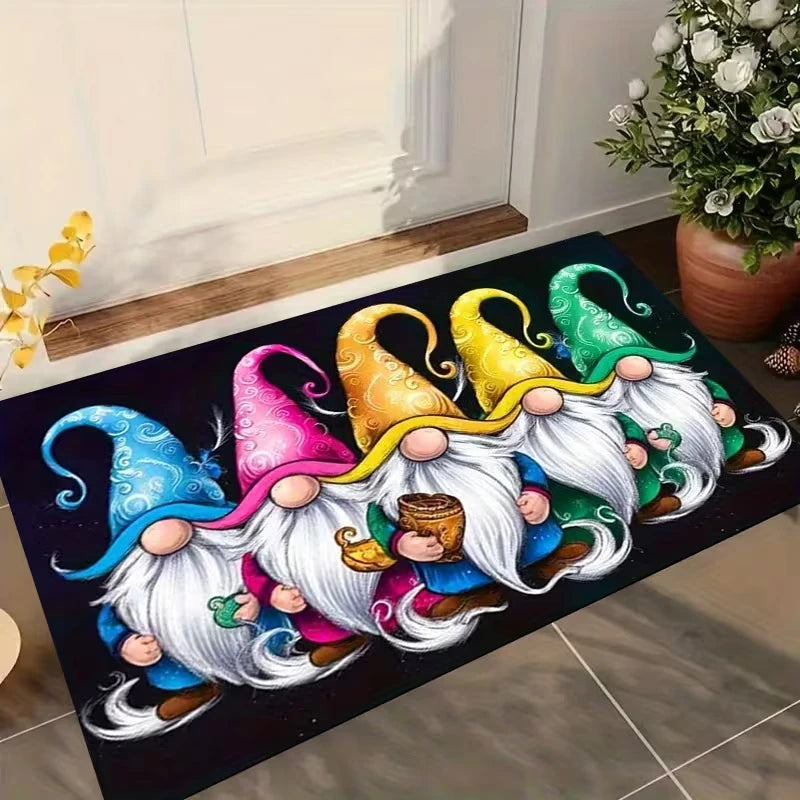 Festive Gnome Door Mat – Non-Slip Machine Washable | Indoor Outdoor Decorative Door Mat HIP 1 40x60cm-Felt