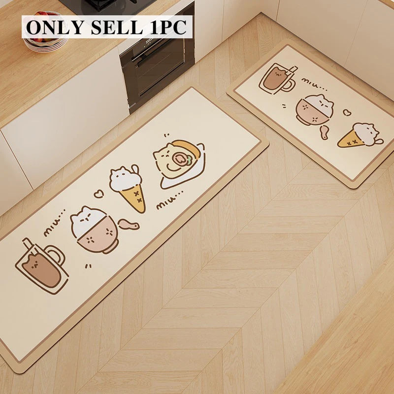 Non-Slip Waterproof PVC Kitchen Rug – Oil-Proof Floor Mat Kitchen Floor Mat HIP GU6189-P 1pc 40x120cm