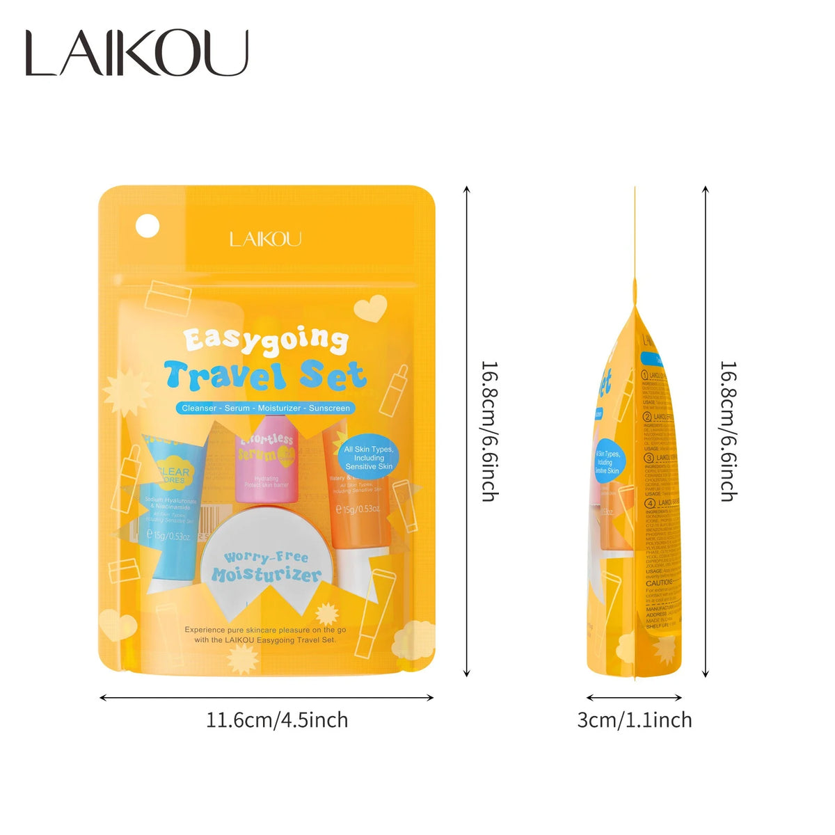 LAIKOU Ceramide & Hyaluronic Acid 4-Step Skincare Travel Kit Skincare Travel Set HIP 01